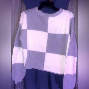 Checkered Gray and White Sweater